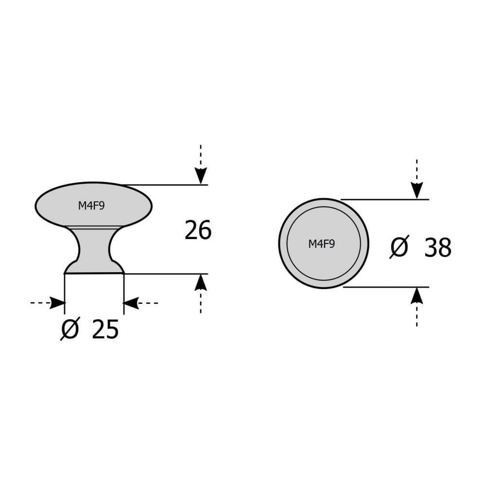 M4TEC Gillock F9 Brushed Nickel Cupboard Knob – 38mm Cabinet, Drawer & Door Handle