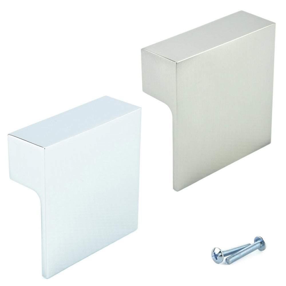 M4TEC Inverbeg Q6 Square Cupboard Knob Handle – Modern Polished Chrome or Stainless Steel Cabinet Handle
