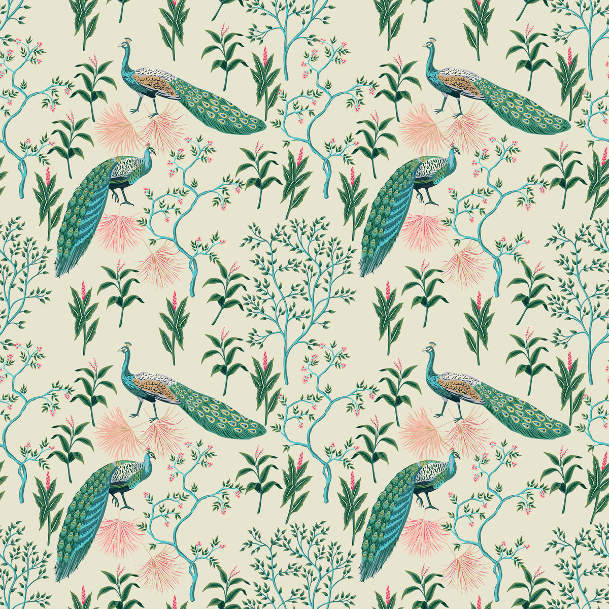 Percente Intricate Plumage Lush Foliage Wallpaper