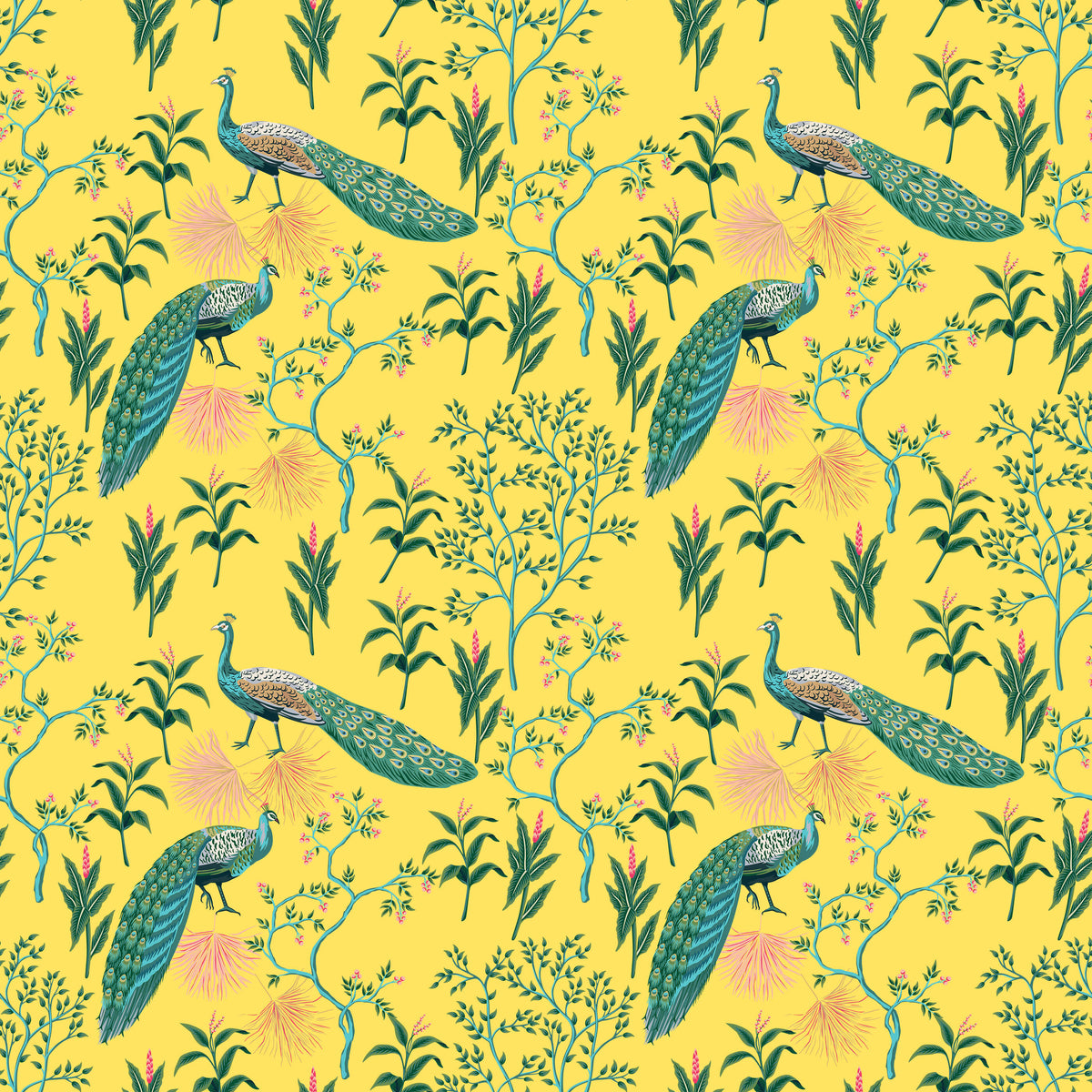 Percente Intricate Plumage Lush Foliage Wallpaper