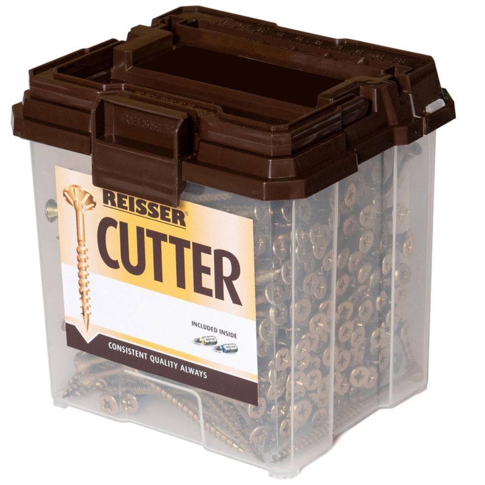 Reisser 4 x 35mm Cutter Countersink WoodScrew Tub - 1400 pcs with 2 Pozi Bits - 8221435PB