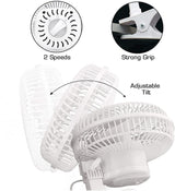 Senelux 6" Clip On Desk Fan- Home Cooling from a Portable, Cool Clip Fan; Clip on Desk Fan