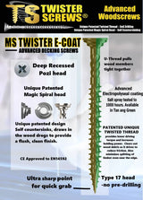 Twister Pro E-Coat Decking Screws – Self-Countersinking Serration Head