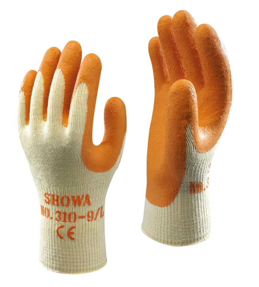 SHOWA 310 Orange Durable Heavy Duty Textured Grip Safety Work Gloves (PACK of 10 PAIRS)