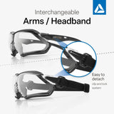 SKYTEC ELEMENTS EME21 Anti Scratch Anti Fog Sports Style Hybrid Spoggles Safety Glasses & Protective Goggles Combination with Grey Tint Lens