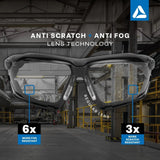 SKYTEC ELEMENTS EME21 Anti Scratch Anti Fog Sports Style Hybrid Spoggles Safety Glasses & Protective Goggles Combination with Grey Tint Lens