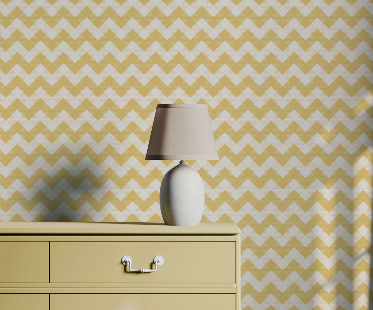 Summer Soft Gingham Check Wallpaper