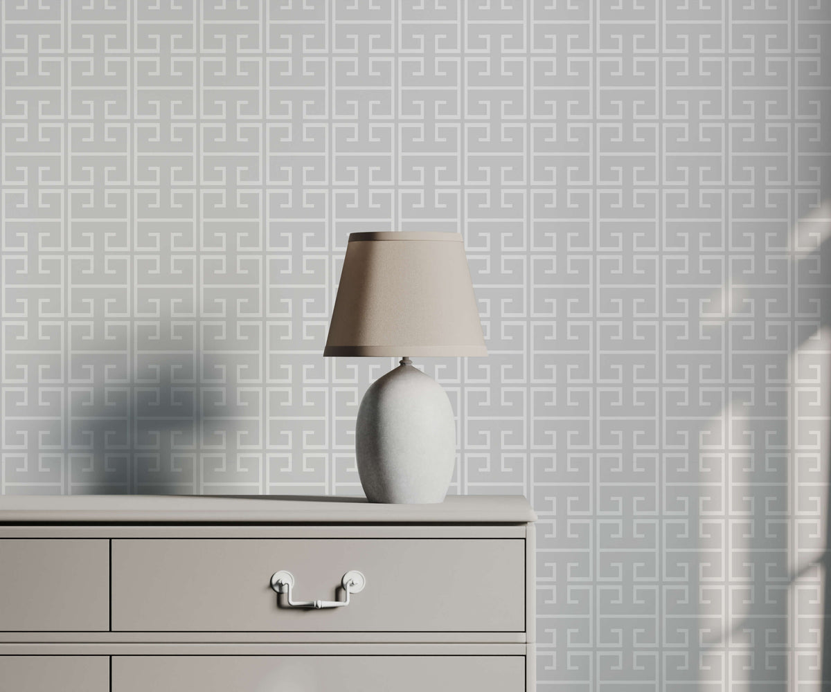Theo Greek Key Geometric Wallpaper