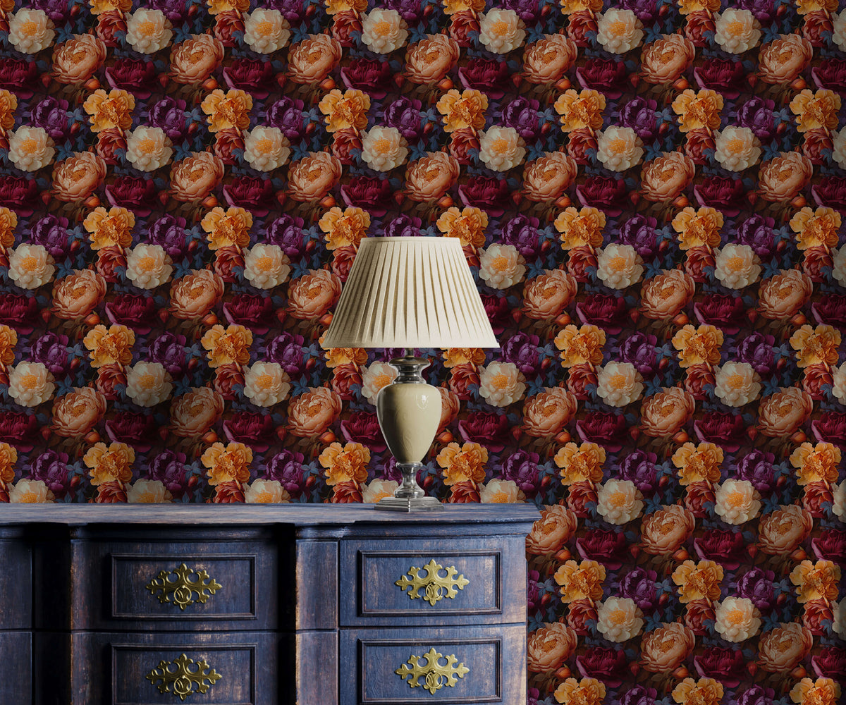 Vivienne Dramatic Peony Floral Wallpaper