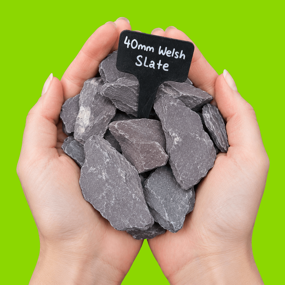 Welsh Green Crushed Slate Chippings 40mm Bulk Bag