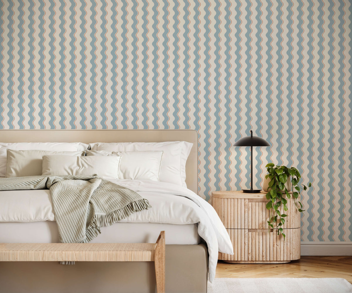 Wiggle Wavy Stripe Wallpaper