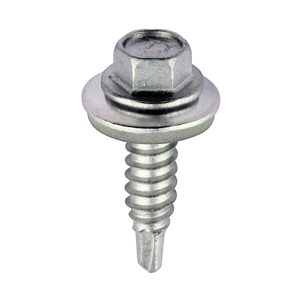 Metal Construction Stitching Screws - For Sheet to Sheet - Hex - EPDM Washer - Self-Drilling - Exterior - Silver Organic